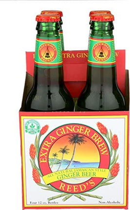 Reeds Ginger Brew, Ginger Brew Original Extra Bottle, 12 Fl Oz, 4 Pack