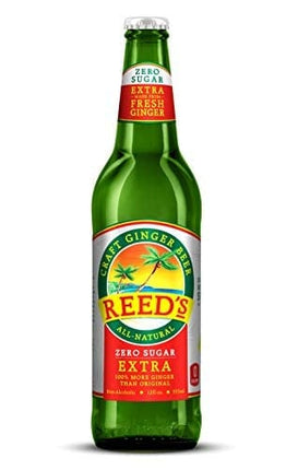 Reed's, Zero Sugar Extra Ginger Beer, Great Tasting All Natural Certified Ketogenic Soda Drink (12OZ Bottle)