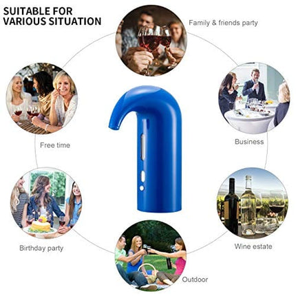 RICANK Electric Wine Aerator, Wine Pourer Portable One-Touch Wine Decanter and Wine Dispenser Pump for Red and White Wine Multi-Smart Automatic Wine Oxidizer Dispenser Rechargeable Spout Pourer Blue