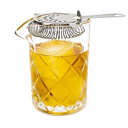 Rippl Cocktail Mixing Glass - 2pc Cocktail Set - 400ml Mixing Glass with Cocktail Strainer