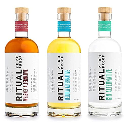 RITUAL ZERO PROOF Gin, Tequila & Whiskey Alternatives | Award-Winning Non-Alcoholic Spirits | 25.4 Fl Oz (750ml) Each | Low & No Calorie | Keto, Paleo & Low Carb Diet Friendly | Alcohol Free Cocktails