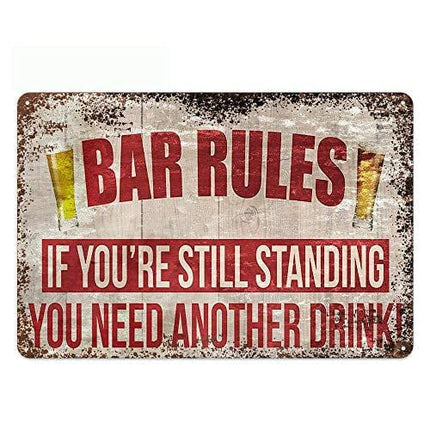 Original Vintage Design Bar Rules Tin Metal Wall Art Signs, Thick Tinplate Print Poster Wall Decoration for Bar (Beer Rules, 8x12 Inches (20x30 CM))