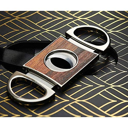 Whiskey Stones Gift Set with Cigar Cutter & Cigar Ashtray - 6 Handcrafted Round Stones, Presentation & Storage Tray - Luxurious Whiskey & Cigar Accessories Gold Foil Gift Box by R.O.C.K.S.