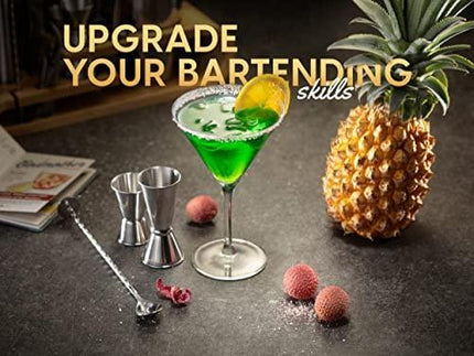 Mixology Bartender Kit and Cocktail Shaker Set for Drink Mixing | Mixology Set with 10 Bar Set Tools and Bamboo Stand Makes It the Perfect Home Cocktail Kit | Complete Bartender Tool Kit (Silver)