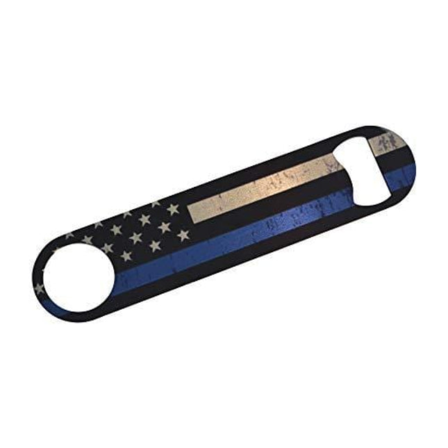 Thin Blue Line Police Officer Speed Bottle Opener Heavy Duty Gift Law Enforcement Blue Lives Matter Flag