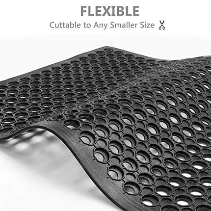 ROVSUN Rubber Floor Mat with Holes, 24''x 36'' Anti-Fatigue/Non-Slip Drainage Mat, for Industrial Kitchen Restaurant Bar Bathroom, Indoor/Outdoor Cushion (1)