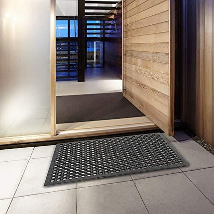 ROVSUN Rubber Floor Mat with Holes, 24''x 36'' Anti-Fatigue/Non-Slip Drainage Mat, for Industrial Kitchen Restaurant Bar Bathroom, Indoor/Outdoor Cushion (1)