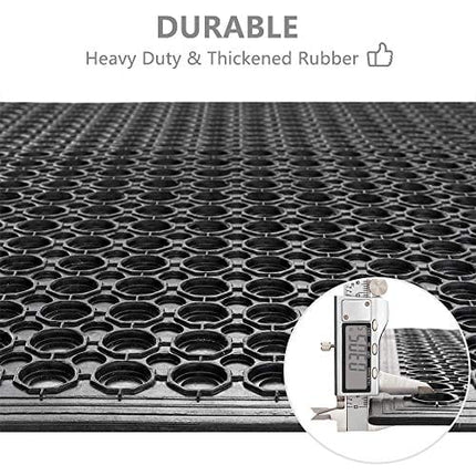 ROVSUN Rubber Floor Mat with Holes, 24''x 36'' Anti-Fatigue/Non-Slip Drainage Mat, for Industrial Kitchen Restaurant Bar Bathroom, Indoor/Outdoor Cushion (1)
