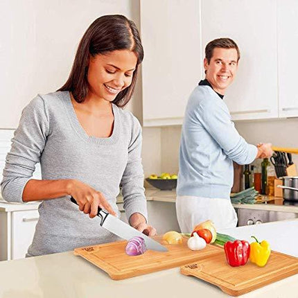 Organic Bamboo Cutting Board with Juice Groove (3-Piece Set)