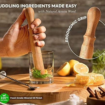 Mixology Bartender Kit with Wooden Stand - Great Housewarming Gift - 12 Piece Bar Tools Set with Cocktail Kit Cards - Premium Bartending Kit for a Fun Bar Set - Stainless Steel Cocktail Shaker Set.