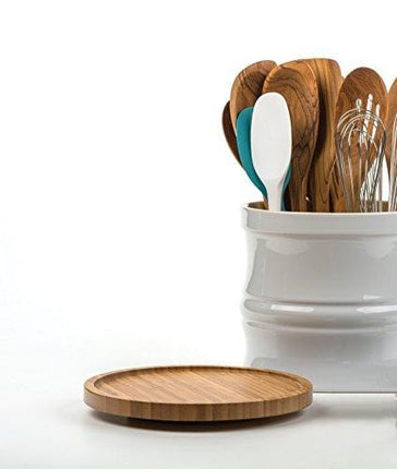 RSVP International Tool Crock Turntable Lazy Susan, Bamboo, 8.25" | Handy in Cabinets or on Counters | Rotating Base with Sturdy Lip | Organize Spices & Small Bottles