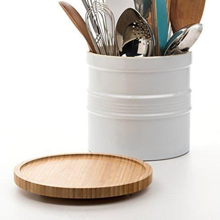 RSVP International Tool Crock Turntable Lazy Susan, Bamboo, 8.25" | Handy in Cabinets or on Counters | Rotating Base with Sturdy Lip | Organize Spices & Small Bottles