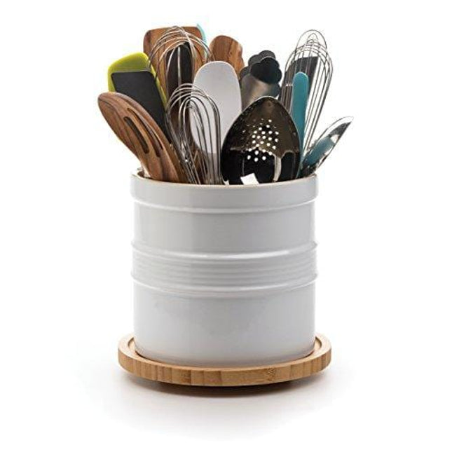 RSVP International Tool Crock Turntable Lazy Susan, Bamboo, 8.25" | Handy in Cabinets or on Counters | Rotating Base with Sturdy Lip | Organize Spices & Small Bottles