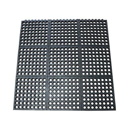 Rubber-Cal 03-122-INT-BK"Dura-Chef Commercial Interlock" Anti-Fatigue Rubber Matting, 36" x 36" x 1/2", Black