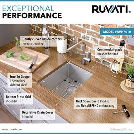 Ruvati 10-inch Undermount Wet Bar Prep Sink Tight Radius 16 Gauge Stainless Steel Single Bowl - RVH7010