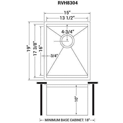Ruvati 15-inch Workstation Bar Prep Sink Ledge Undermount 16 Gauge Stainless Steel Single Bowl - RVH8304
