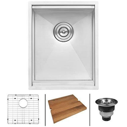 Ruvati 15-inch Workstation Bar Prep Sink Ledge Undermount 16 Gauge Stainless Steel Single Bowl - RVH8304
