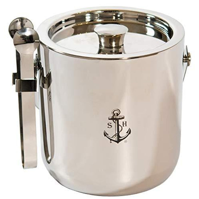 Stock Harbor Ice Bucket Insulated With Sealed Lid and Tongs, Thermal Double Wall, Large 3 Liter Stainless Steel with Modern Tongs Storage for Parties