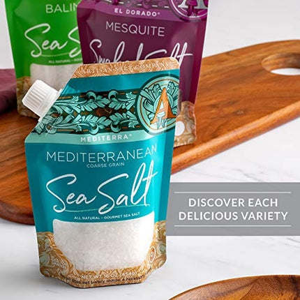 SaltWorks Mediterra Mediterranean Sea Salt, Coarse Grain, Artisan Pour Spout Pouch, 16 Ounce