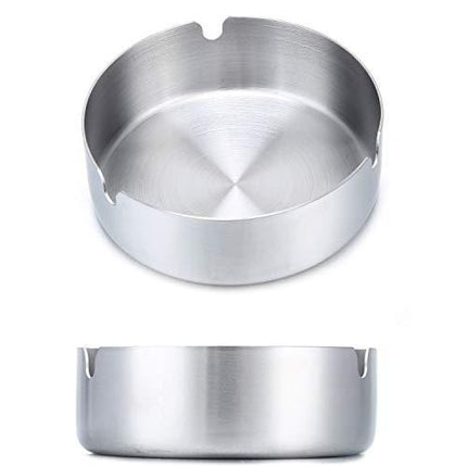 Pack of 3 Cigar Ashtray Tabletop Round Stainless Steel Ash Tray Suitable for Cigarette Ash Holder for Home,Hotel,Restaurant,Indoor,Outdoor