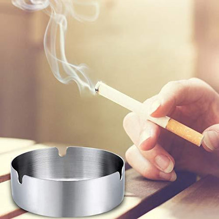 Pack of 3 Cigar Ashtray Tabletop Round Stainless Steel Ash Tray Suitable for Cigarette Ash Holder for Home,Hotel,Restaurant,Indoor,Outdoor