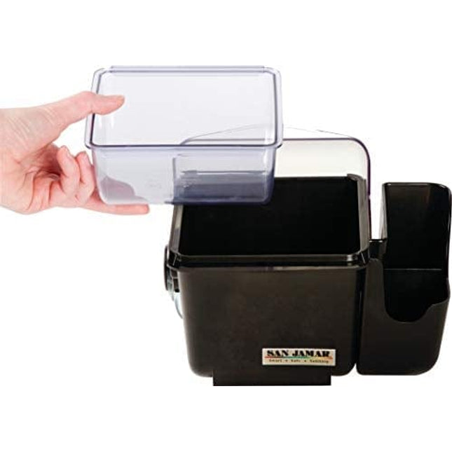 san jamar BD2002CAR Mini Dome Garnish Center with Chillable Tray and Right Hand Caddy (1-Quart, Black, NSF)