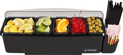 San Jamar Dome Plastic Garnish Center, 8 Pint - 5 Tray, Black