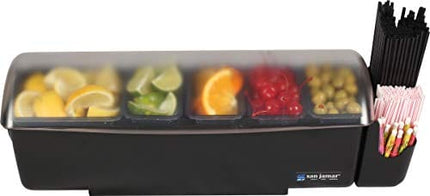 San Jamar Dome Plastic Garnish Center, 8 Pint - 5 Tray, Black