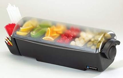 San Jamar Dome Plastic Garnish Center, 8 Pint - 5 Tray, Black