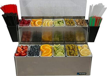 San Jamar B6766L EZ-Chill Stainless Steel Ultimate Garnish Center, 20-7/8" Width x 12-3/4" Height x 12" Depth