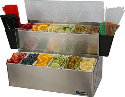 San Jamar B6766L EZ-Chill Stainless Steel Ultimate Garnish Center, 20-7/8" Width x 12-3/4" Height x 12" Depth