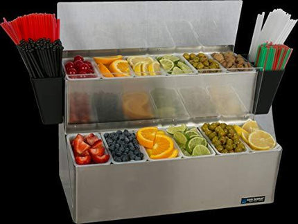 San Jamar B6766L EZ-Chill Stainless Steel Ultimate Garnish Center, 20-7/8" Width x 12-3/4" Height x 12" Depth