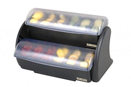 San Jamar BDS4266 Dome Garnish / Condiment Caddy, (3) 2 Quart Deep and (6) 1 Pint Trays