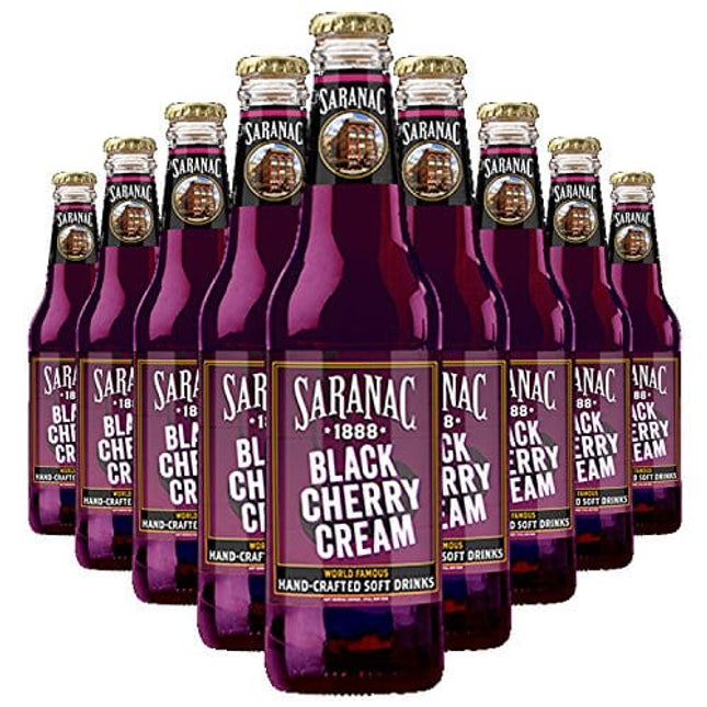 Saranac World Famous Hand-Crafted Black Cherry Cream Soda Soft Drink, 12 oz Glass Bottles (24 Pack)