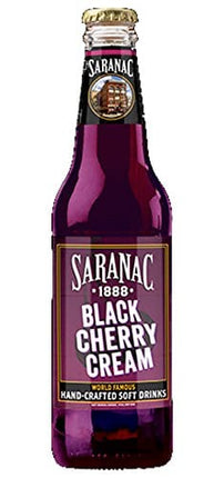 Saranac World Famous Hand-Crafted Black Cherry Cream Soda Soft Drink, 12 oz Glass Bottles (24 Pack)