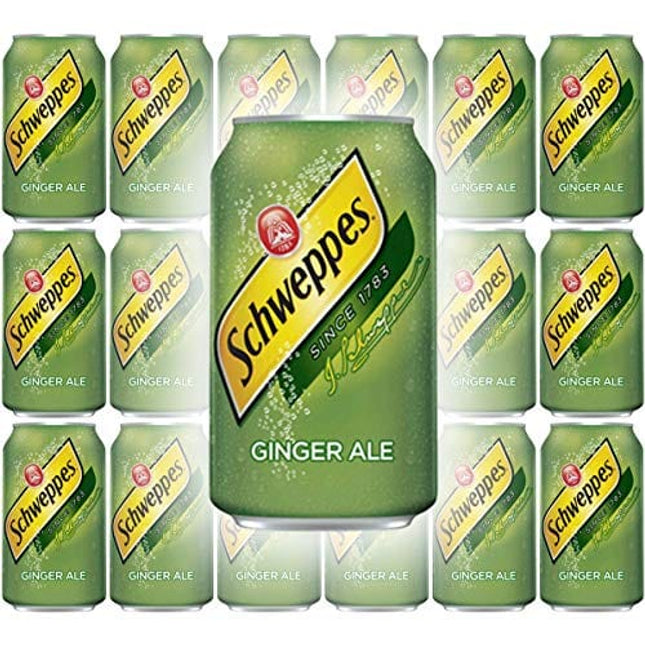 Schweppes Ginger Ale Soda, 12 Fl Oz Can (Pack of 18, Total of 216 Oz)