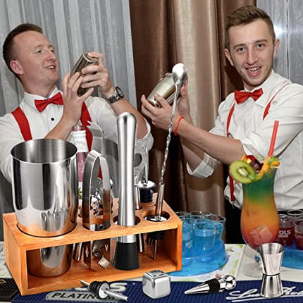 Cocktail Shaker Set 17pcs Bartender Kit with Stand,Professional Stainless Steel Bar Tool Set Bartending Kit Perfect Bar Gift Set for Drink Mixing Experience