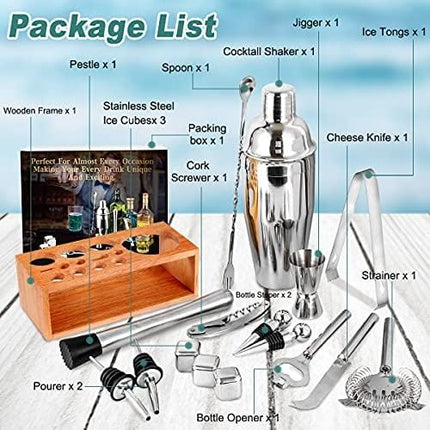 Cocktail Shaker Set 17pcs Bartender Kit with Stand,Professional Stainless Steel Bar Tool Set Bartending Kit Perfect Bar Gift Set for Drink Mixing Experience