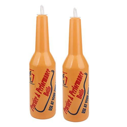 (2 Pack) Flair Bartender Practice & Performance Bottle, 3 inch x 11-1/5 inch - Orange