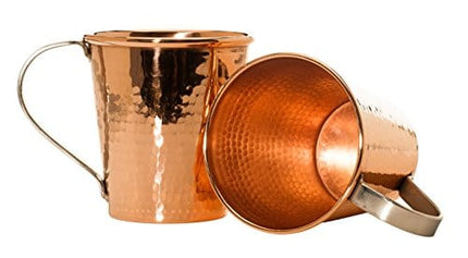 Sertodo Copper Moscow Mule Mugs, Set of 4, 18 oz Capacity, Stainless Steel Handles, Pure Copper, Heavy Gauge, Hand Hammered