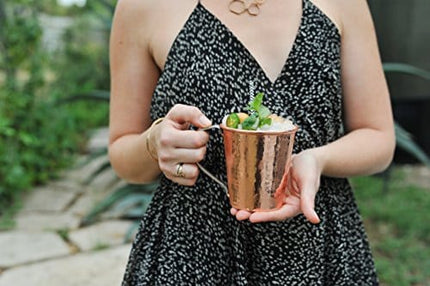 Sertodo Copper Moscow Mule Mugs, Set of 4, 18 oz Capacity, Stainless Steel Handles, Pure Copper, Heavy Gauge, Hand Hammered