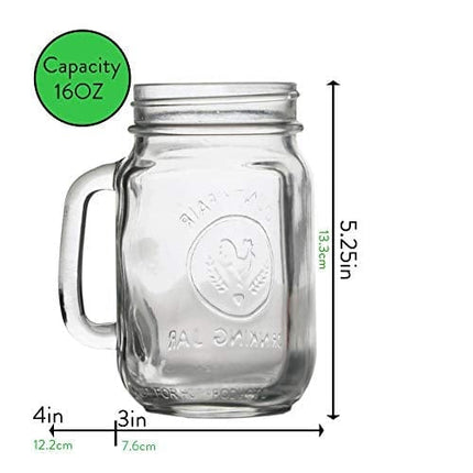 County Fair Mason Jar Drinking Glasses with Handles - Set of 2