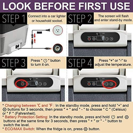 Setpower AJ30 32 Quarts Portable Freezer Fridge 12V Cooler, 0℉-50℉, DC 12/24V, AC 110-240V, Car Fridge Compact Refrigerator, for Truck, Van, RV Road Trip, Outdoor, Camping, Picnic, BBQ, Patio