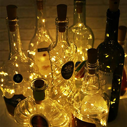 SFUN Wine Bottle Lights with Cork, 5 Dimmable Modes with Timer 10 Pack -12 Replacement Battery Operated LED Silver Wire Fairy String Lights for DIY, Party, Decor,Christmas, Halloween,Wedding