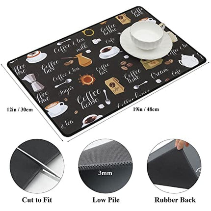 SHACOS Coffee Mat 2pcs 12x19” Coffee Bar Mat Absorbent Non-slip Coffee Maker Mat for Countertops Coffee Bar Accessories Coffee Dish Drying Mat for Coffee Station Waterproof, Brown