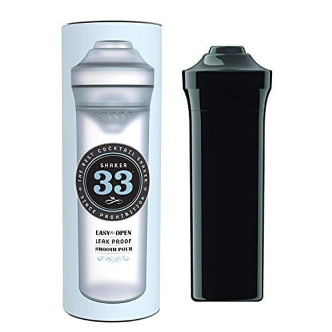 Shaker33 | Plastic Elite Cocktail Shaker Set | 24 OZ | Black | Dishwasher Safe, Shatterproof, Leakproof, & Lightweight | Bartending | Lid Locking | Unique Mother's Day Gift