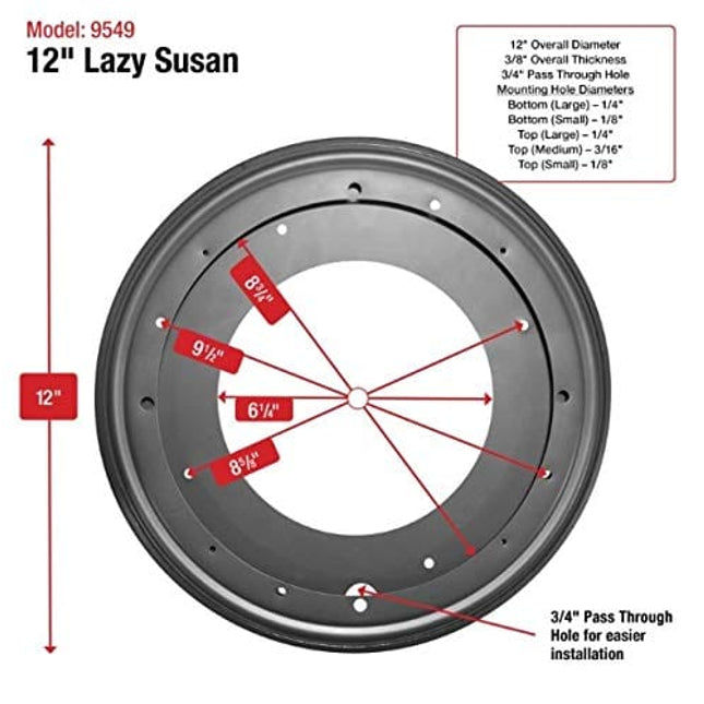 Shepherd Hardware 9549 12-Inch Lazy Susan, 1000-Lb Load Capacity