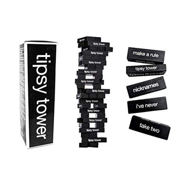 Tipsy Tower Drinking Game - 54 Blocks, over 35 Different Rules and Games - The Ultimate Adult Party Game