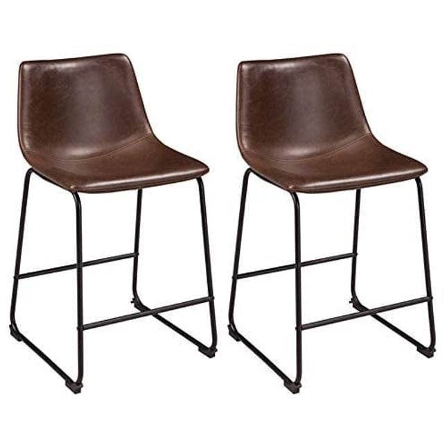 Signature Design by Ashley Centiar 24" Counter Height Modern Bucket Barstool Set of 2, Brown
