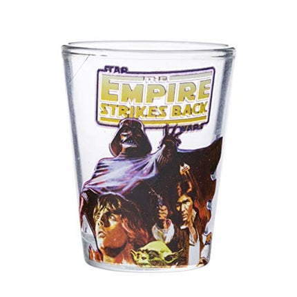 Silver Buffalo Star Wars Original Trilogy: A New Hope, Empire Strikes Back, Return of the Jedi - 4 Pack Mini Glasses Featuring Yoda, Luke, Darth Vader, Han Solo, Chewbacca, Princess Leia, Ewok, 1.5oz